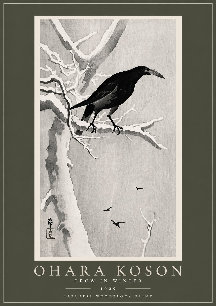 Ohara Koson Crow in Winter I No5 - Poszter