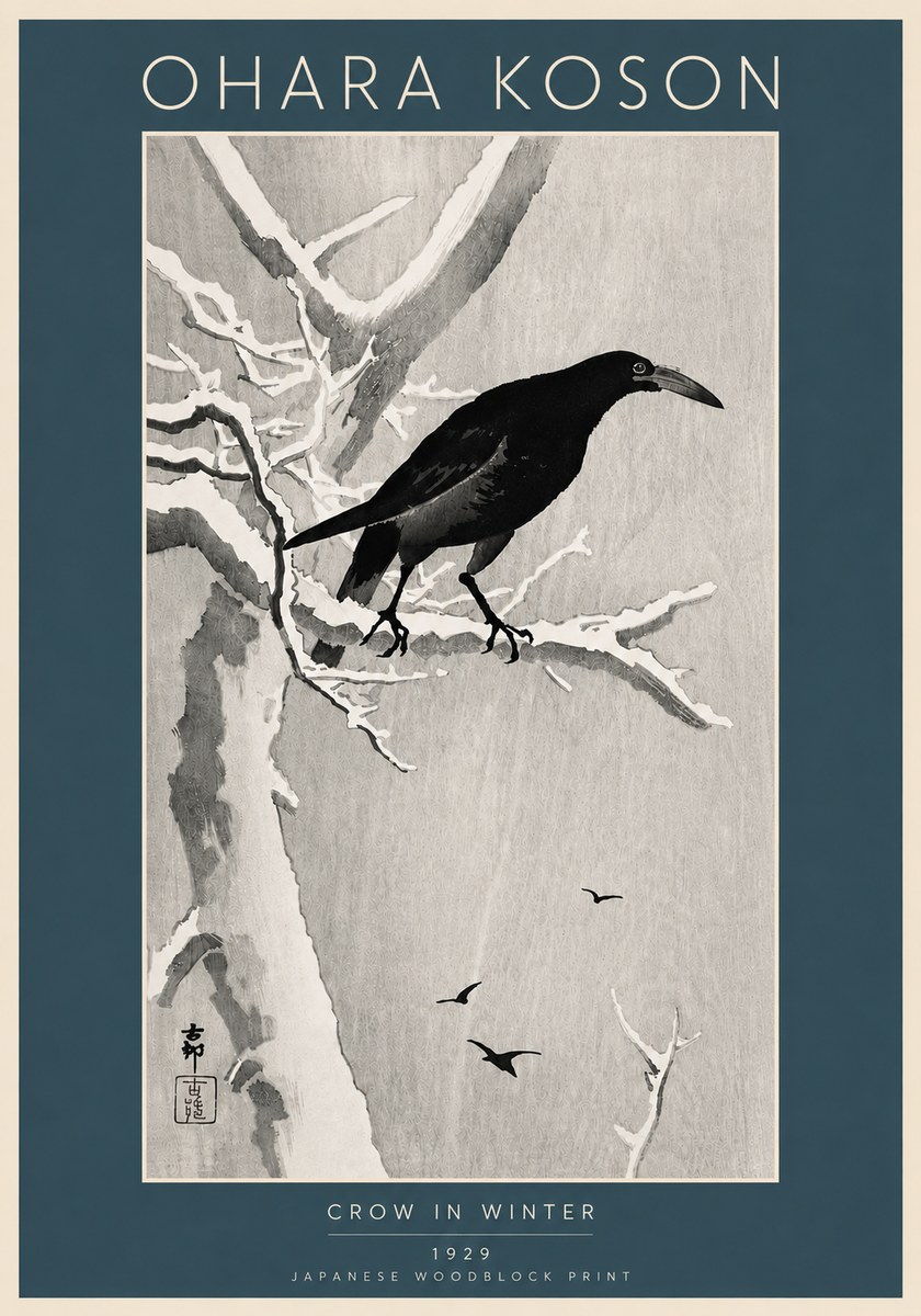 Ohara Koson Crow in Winter I No6 - Poszter