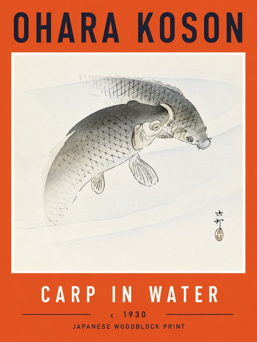 Ohara Koson Carp in Water No6 - Poszter