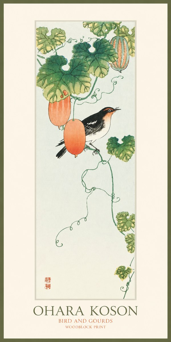 Ohara Koson Bird and Gourds No1 - Poszter