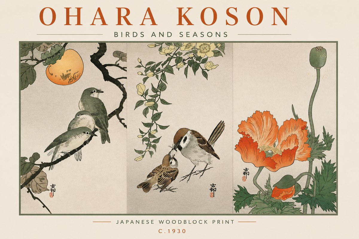 Ohara Koson Birds and Seasons No2 - Poszter