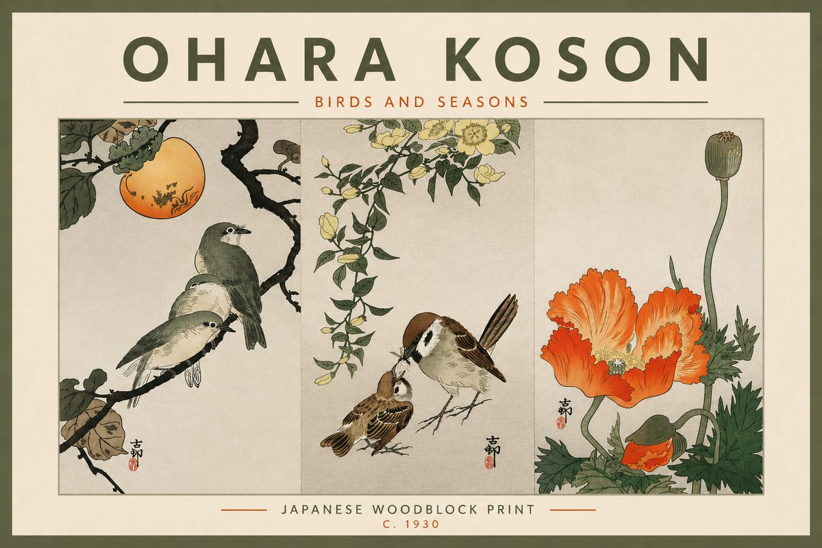Ohara Koson Birds and Seasons No4 - Poszter