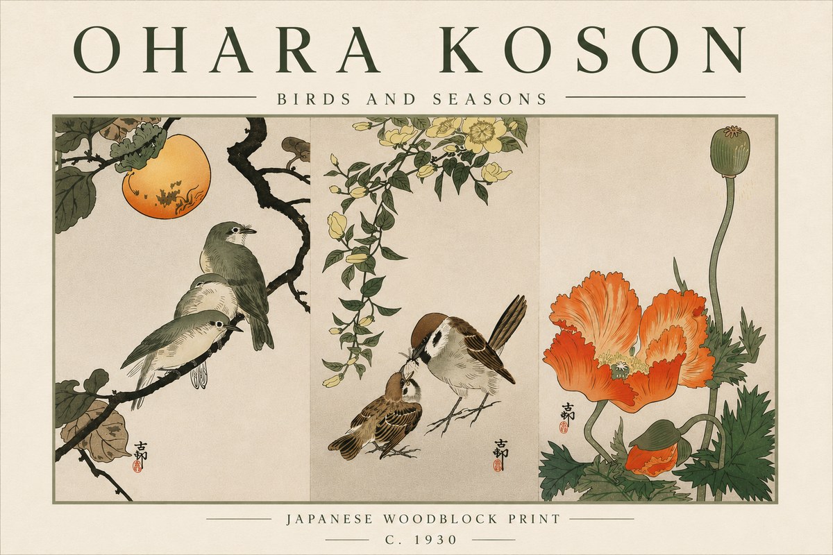 Ohara Koson Birds and Seasons No6 - Poszter