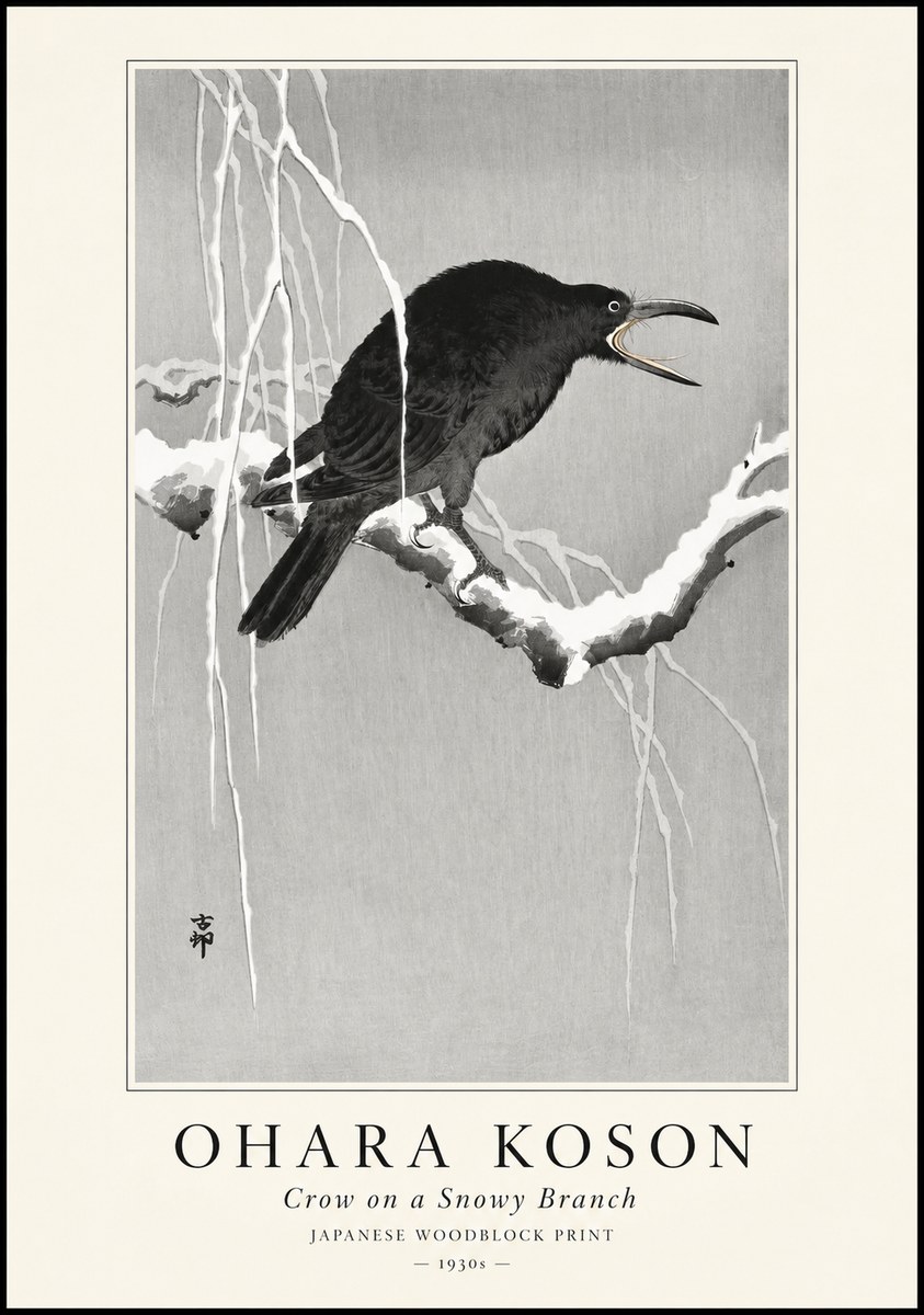 Ohara Koson Crow on a Snowy Branch II No1 - Poszter