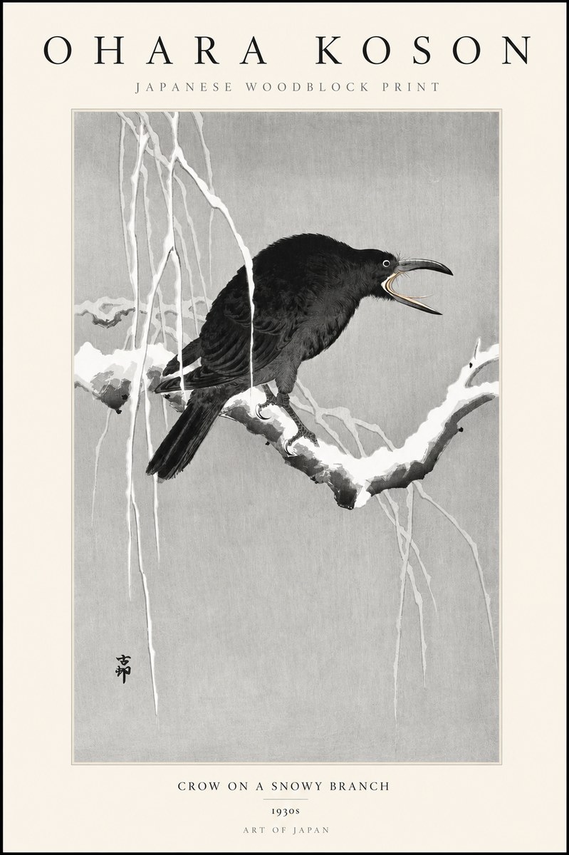 Ohara Koson Crow on a Snowy Branch II No3 - Poszter