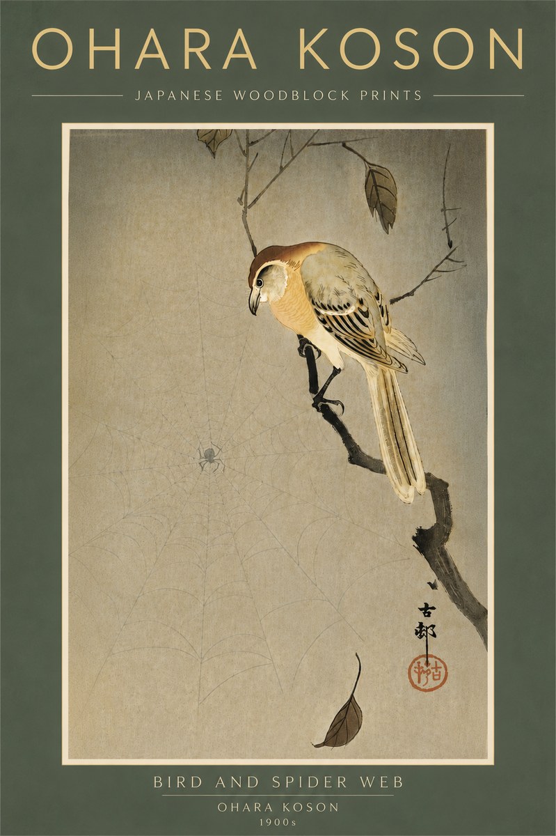 Ohara Koson Bird and Spider Web I No6 - Poszter