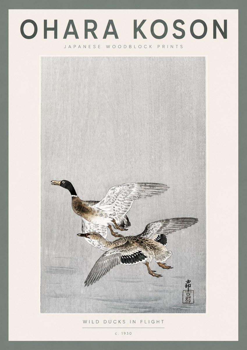 Ohara Koson Wild Ducks in Flight No2 - Poszter