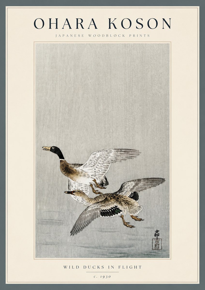 Ohara Koson Wild Ducks in Flight No3 - Poszter