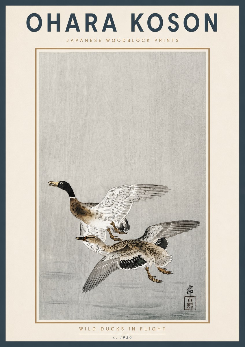 Ohara Koson Wild Ducks in Flight No4 - Poszter