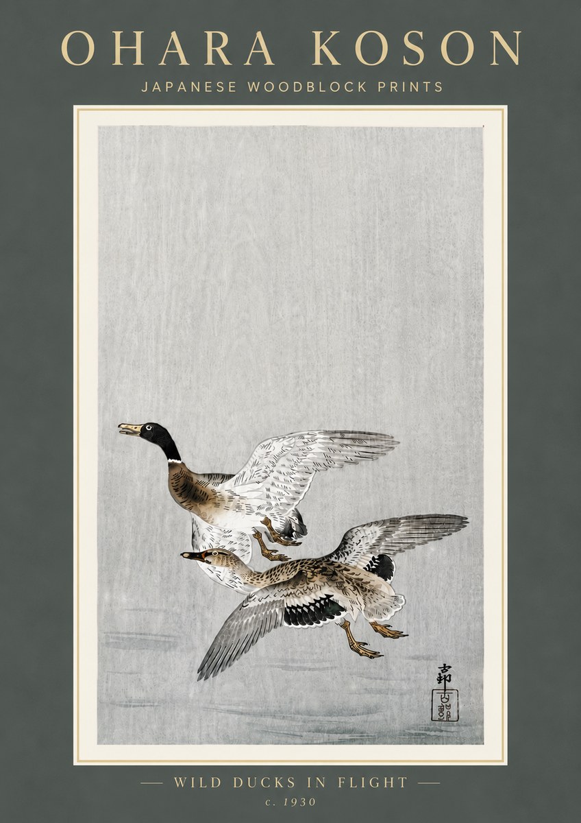 Ohara Koson Wild Ducks in Flight No6 - Poszter