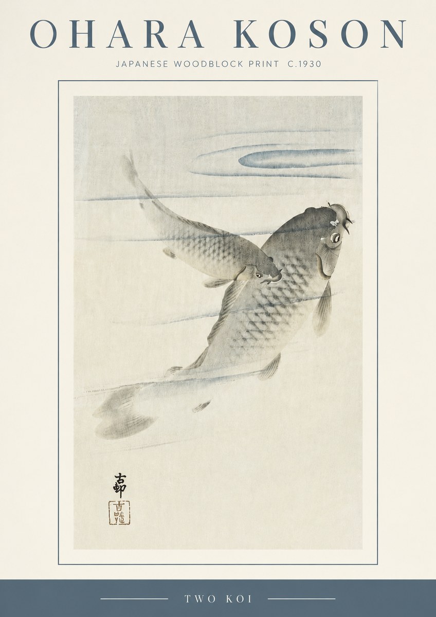 Ohara Koson Two Koi I No3 - Poszter