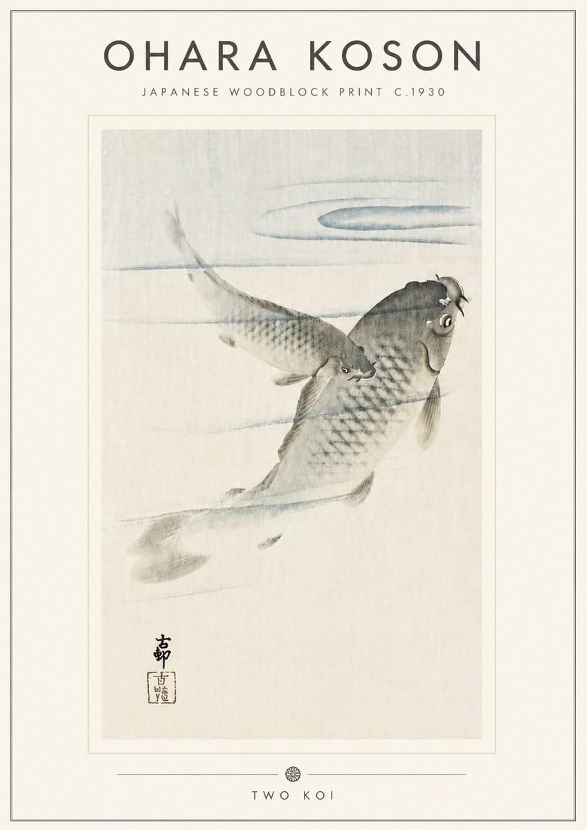 Ohara Koson Two Koi I No5 - Poszter