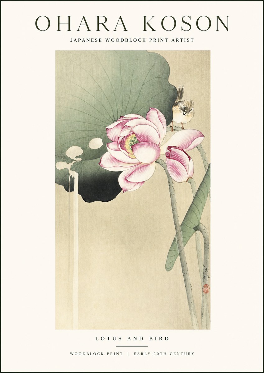 Ohara Koson Lotus and Bird No1 - Poszter