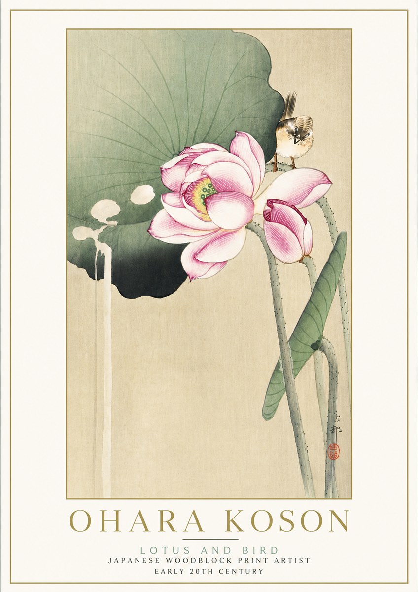 Ohara Koson Lotus and Bird No5 - Poszter
