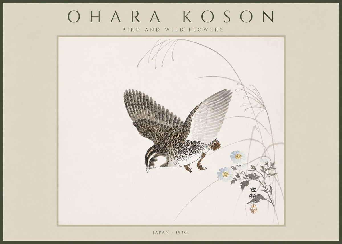 Ohara Koson Bird and Wild Flowers No4 - Poszter