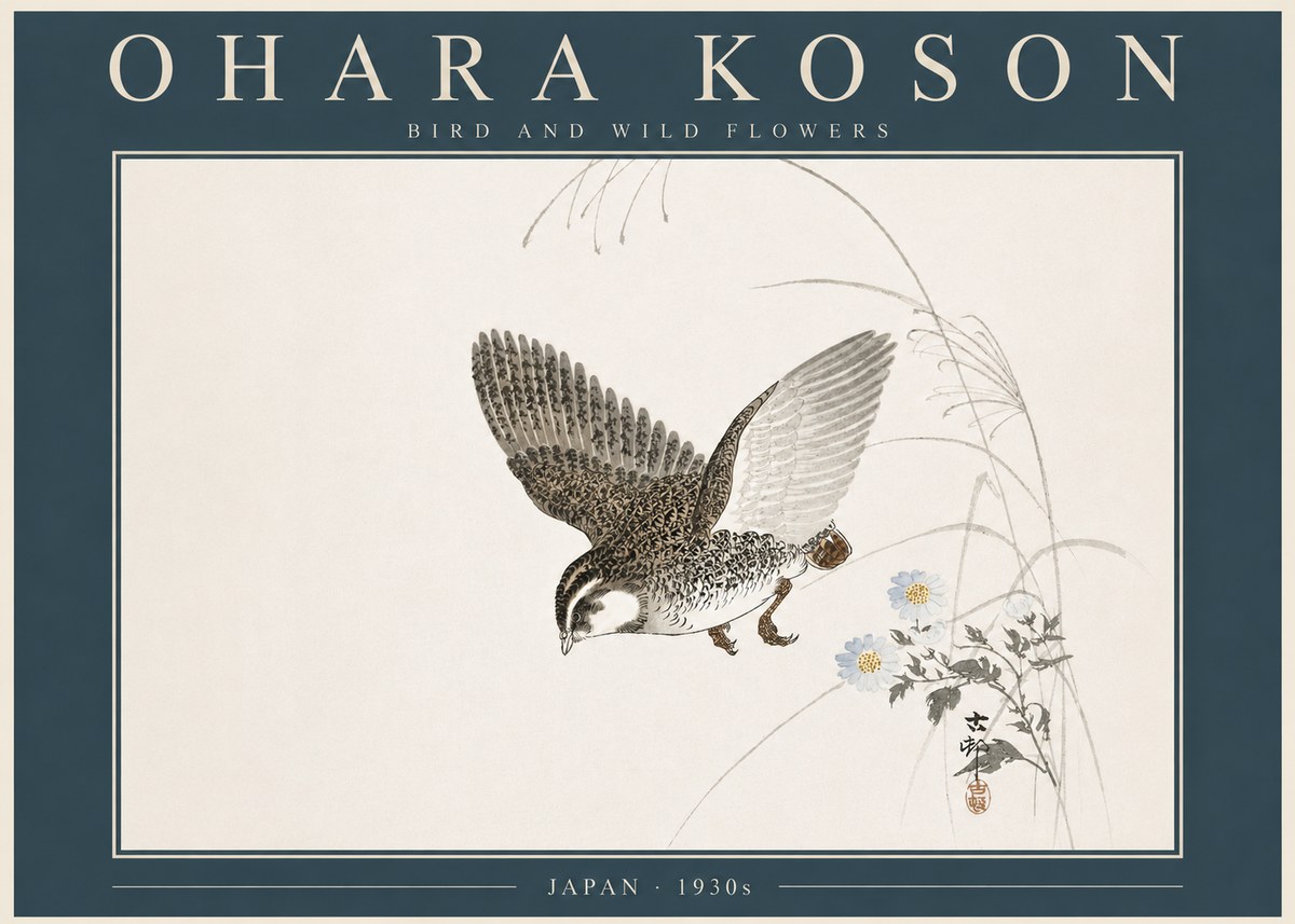 Ohara Koson Bird and Wild Flowers No5 - Poszter