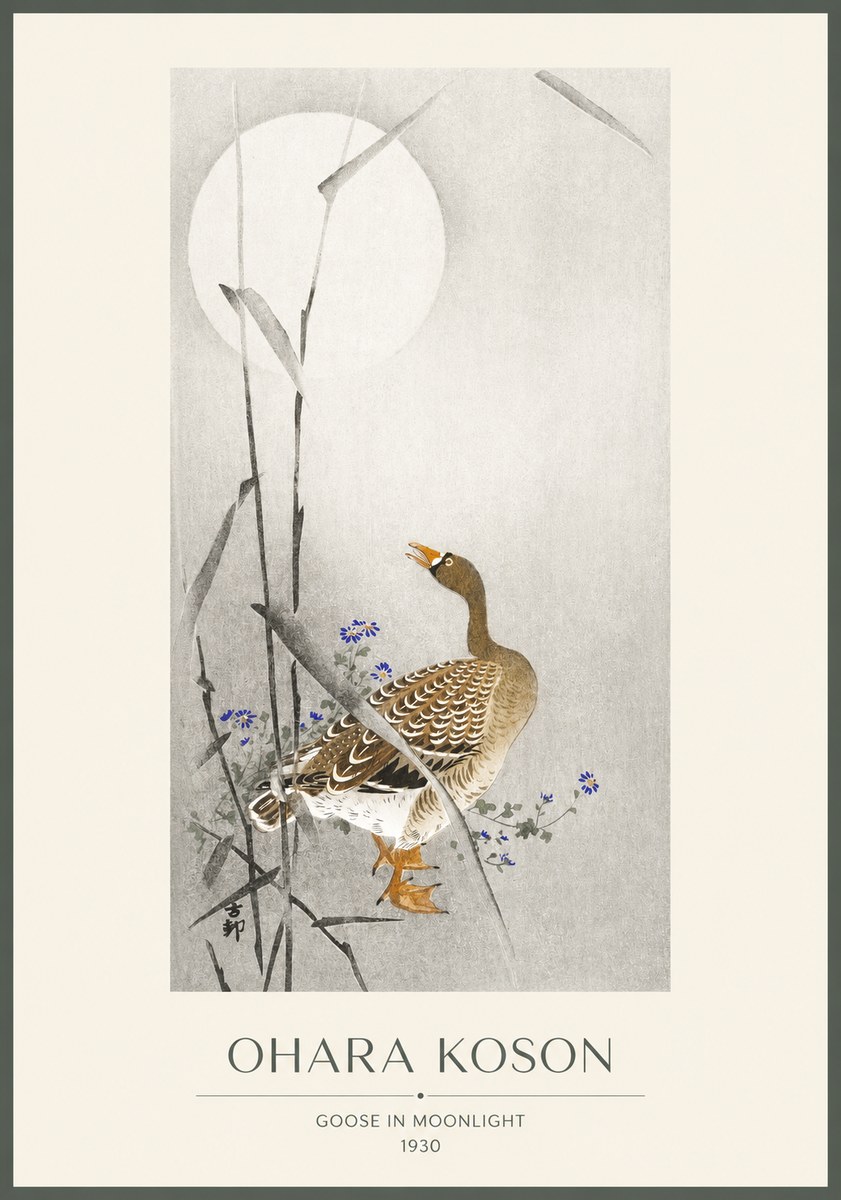 Ohara Koson Goose in Moonlight No1 - Poszter