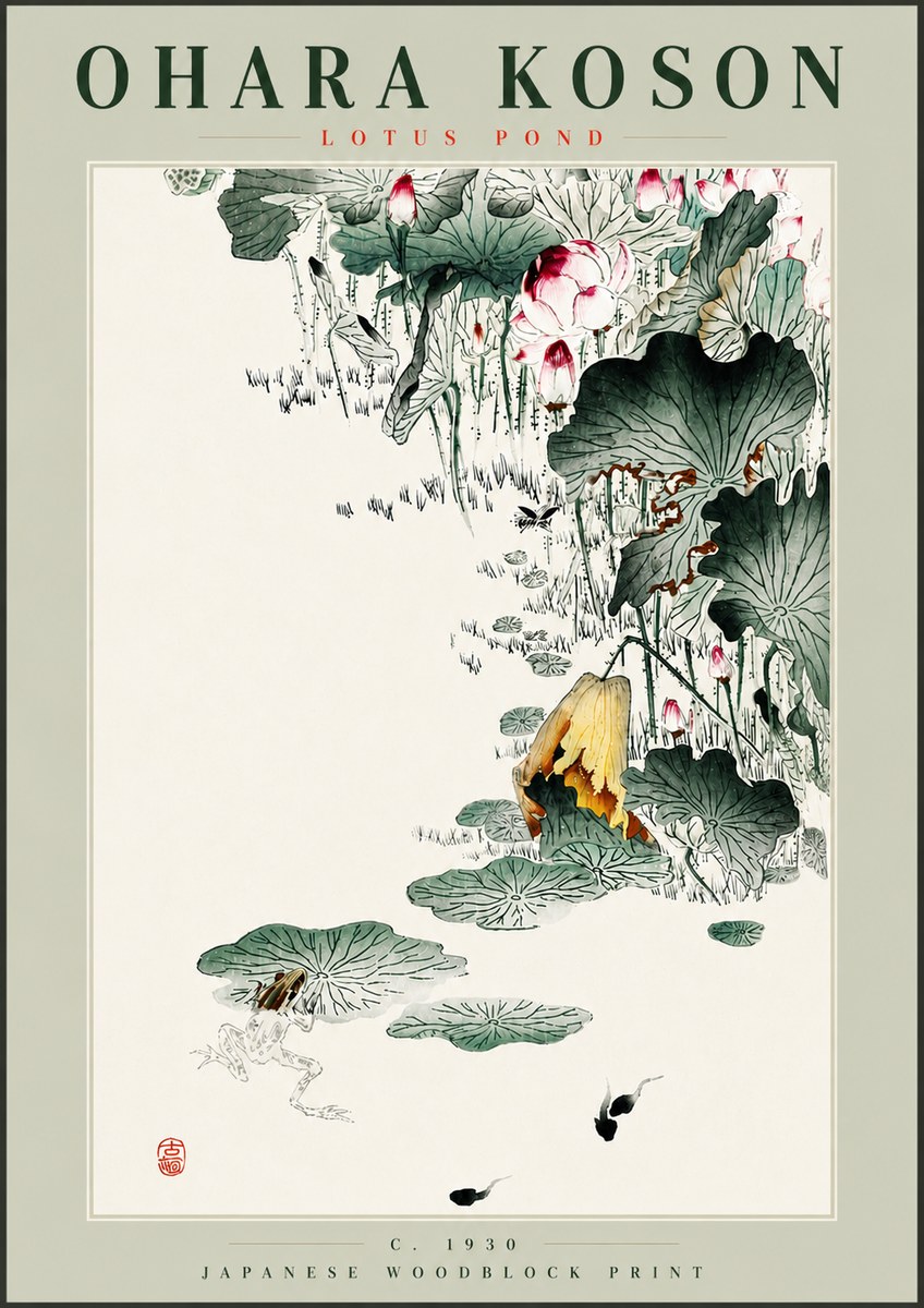 Ohara Koson Lotus Pond No4 - Poszter