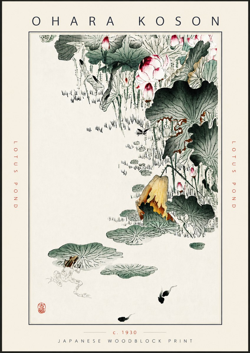 Ohara Koson Lotus Pond No5 - Poszter