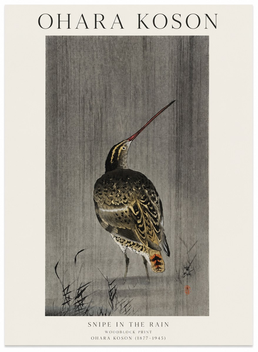 Ohara Koson Snipe in the Rain No1 - Poszter