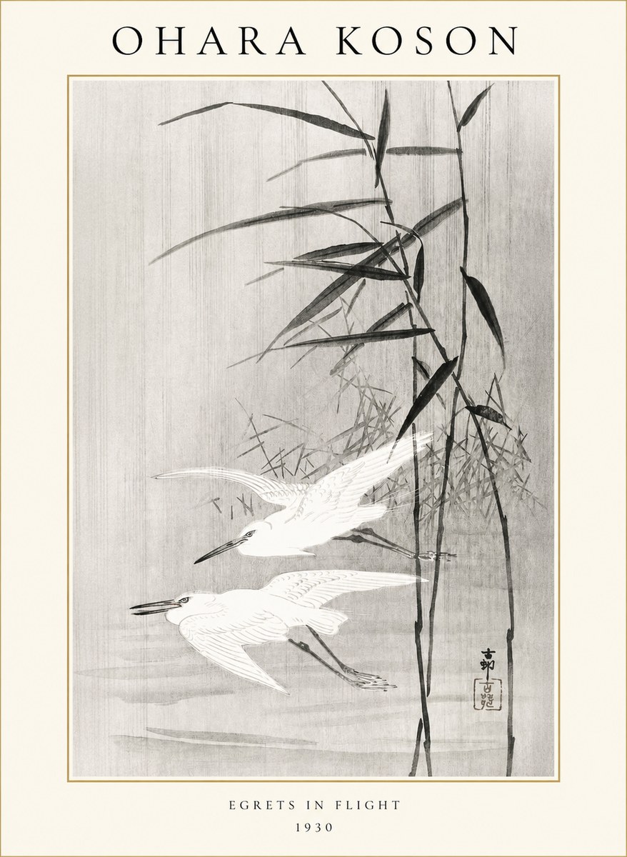Ohara Koson Two Herons and Reeds No2 - Poszter