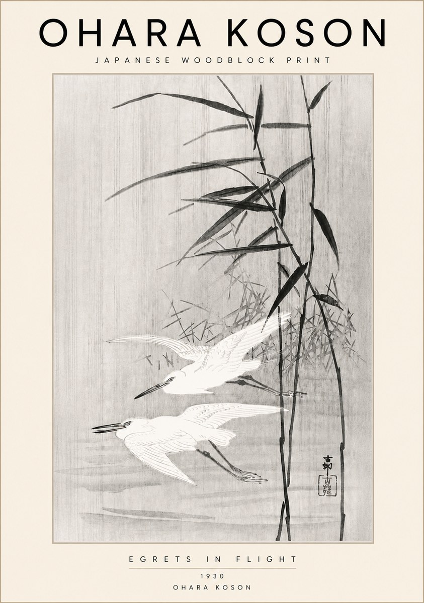 Ohara Koson Two Herons and Reeds No6 - Poszter