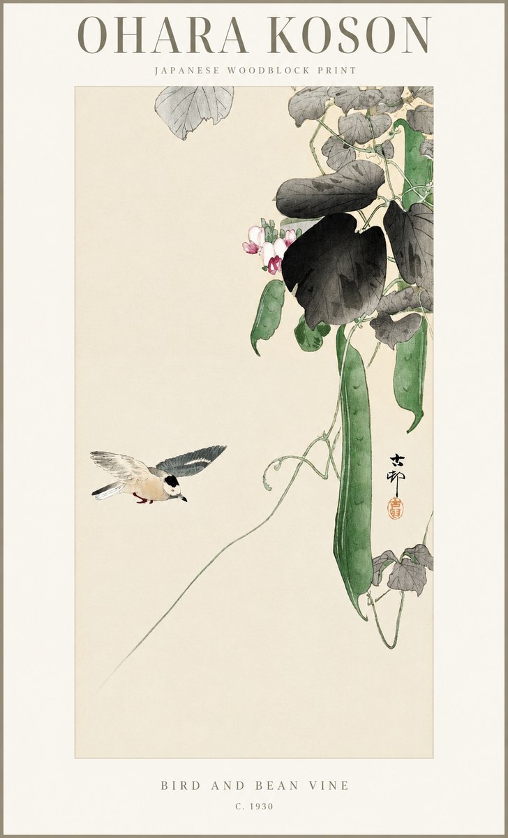 Ohara Koson Bird and Bean Vine No1 - Poszter
