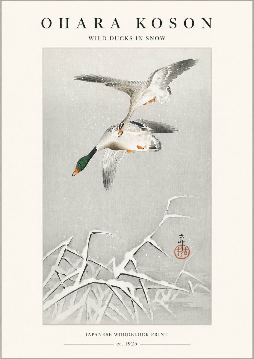 Ohara Koson Wild Ducks in Snow No1 - Poszter