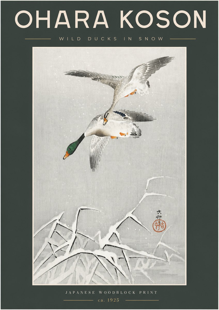 Ohara Koson Wild Ducks in Snow No2 - Poszter