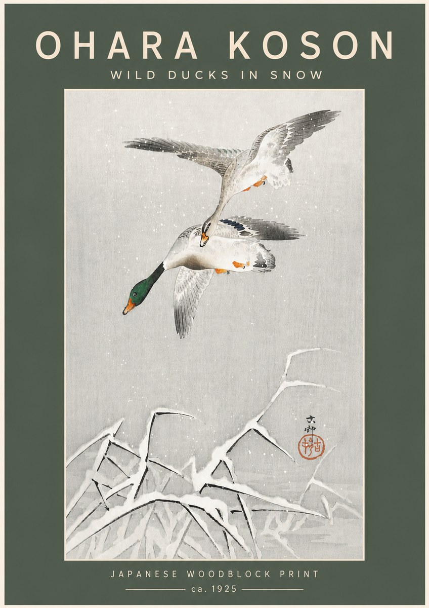 Ohara Koson Wild Ducks in Snow No5 - Poszter