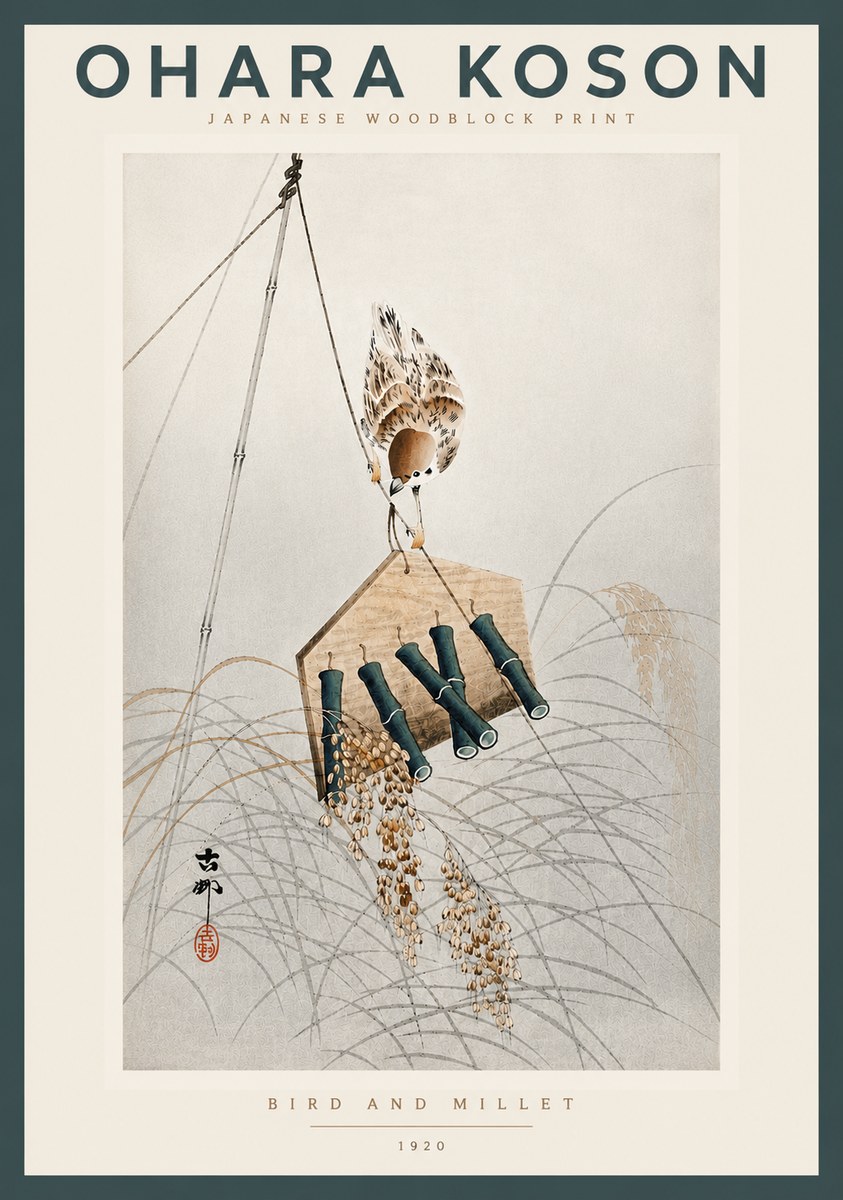 Ohara Koson Bird and Millet No4 - Poszter