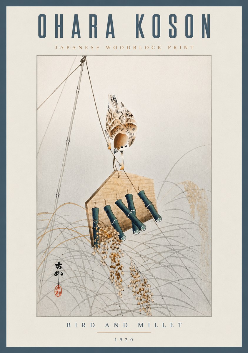 Ohara Koson Bird and Millet No6 - Poszter