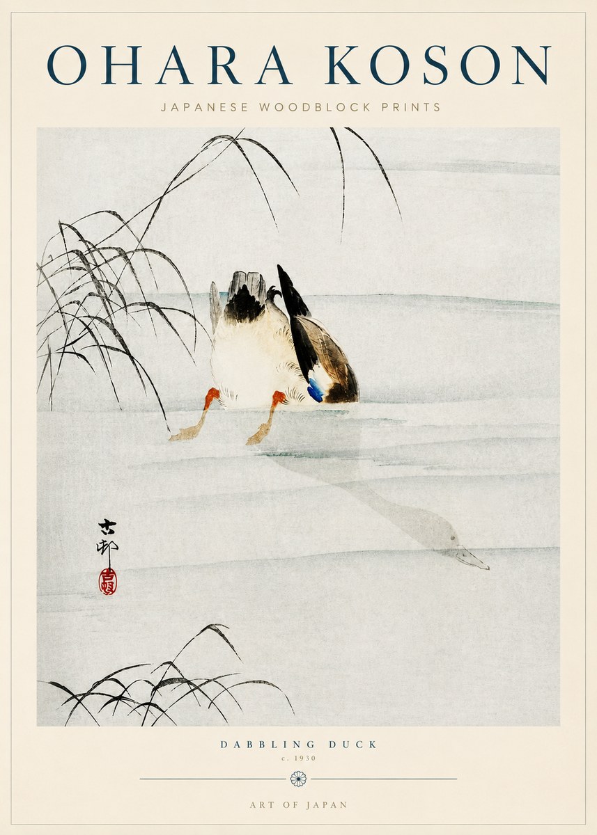 Ohara Koson Dabbling Duck No3 - Poszter