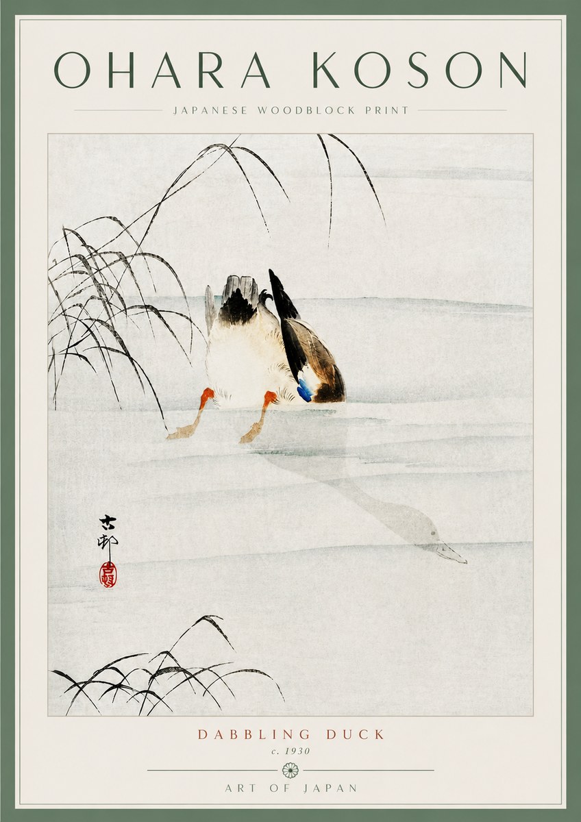 Ohara Koson Dabbling Duck No5 - Poszter