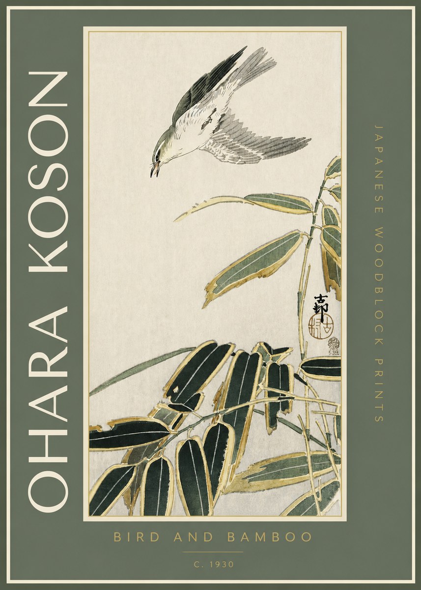 Ohara Koson Bird and Bamboo No2 - Poszter