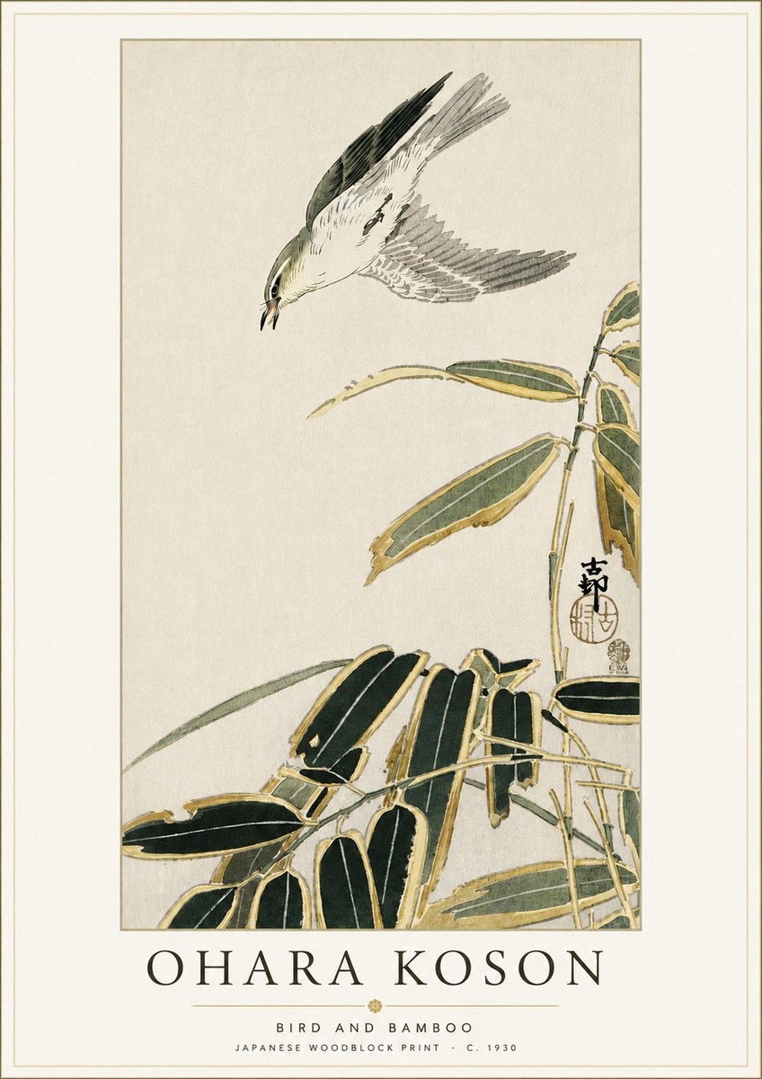 Ohara Koson Bird and Bamboo No4 - Poszter