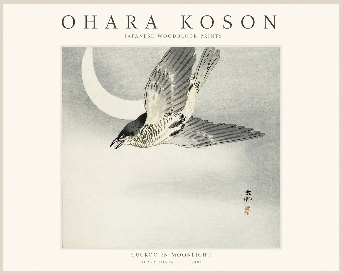 Ohara Koson Cuckoo in Moonlight No1 - Poszter