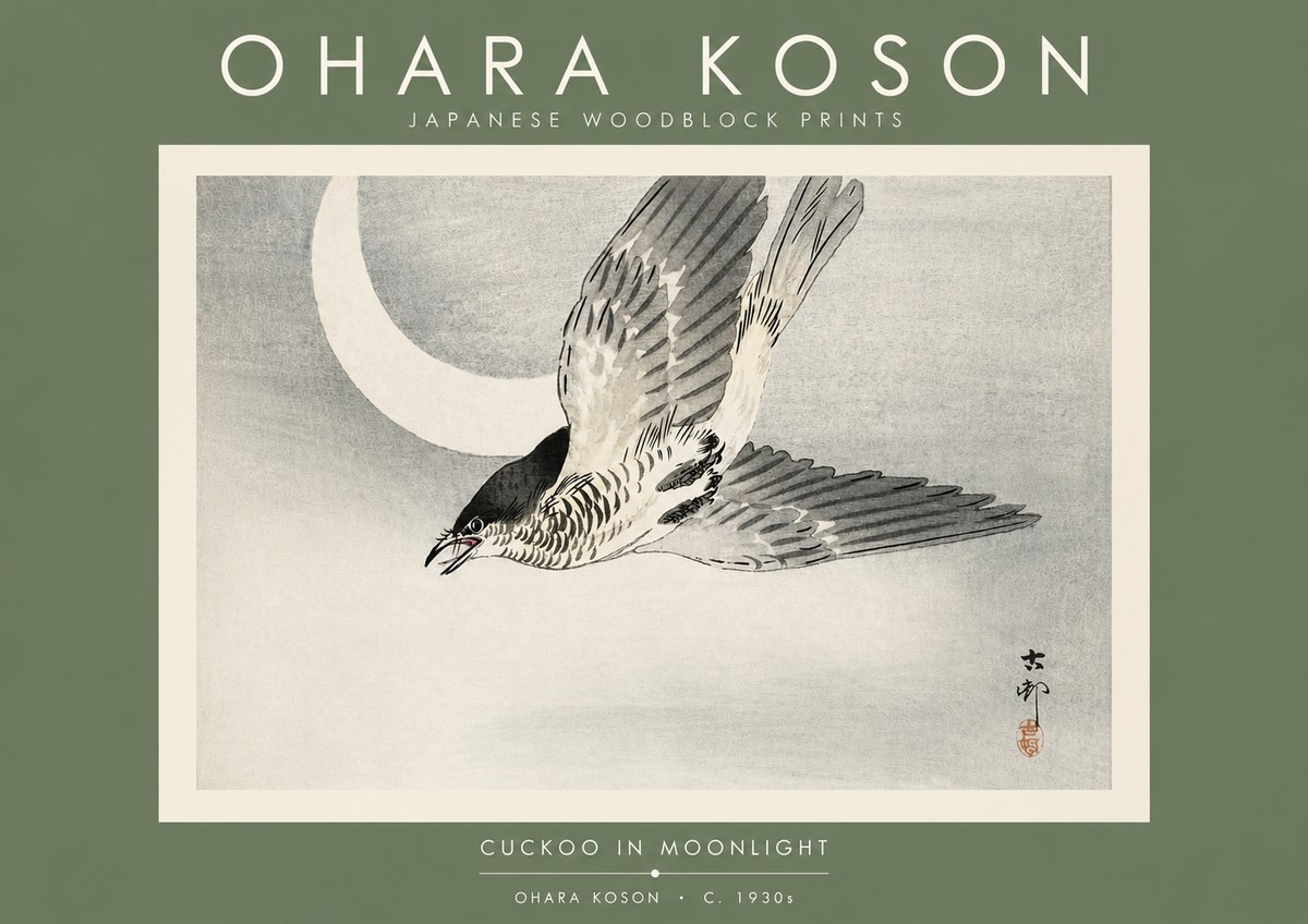 Ohara Koson Cuckoo in Moonlight No4 - Poszter