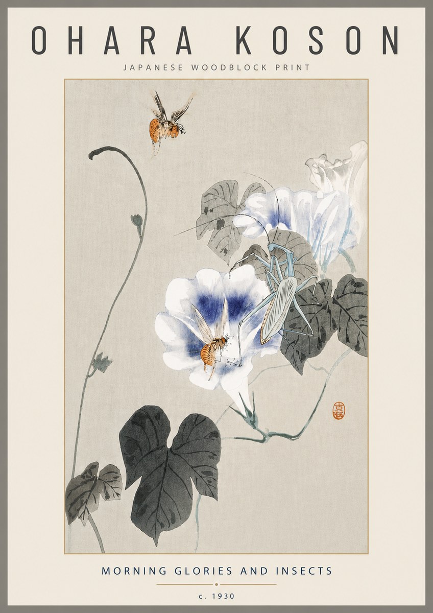 Ohara Koson Morning Glories and Insects No4 - Poszter