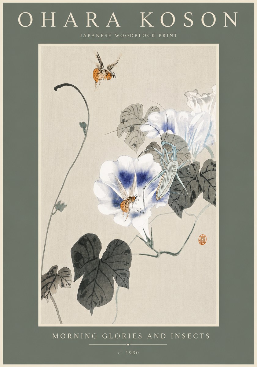Ohara Koson Morning Glories and Insects No5 - Poszter