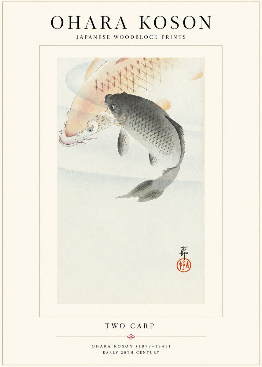 Ohara Koson Two Carp No1 - Poszter