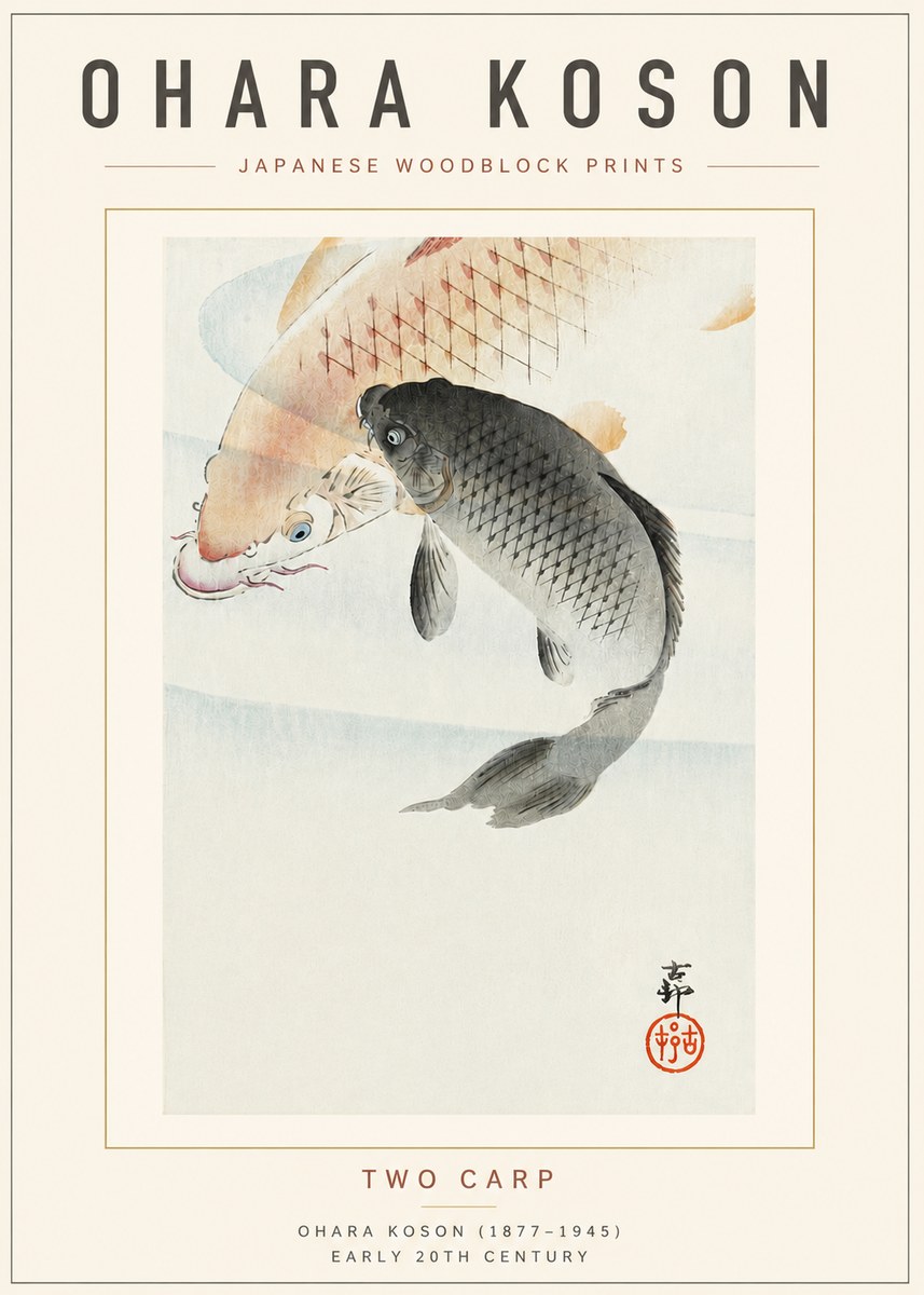 Ohara Koson Two Carp No4 - Poszter