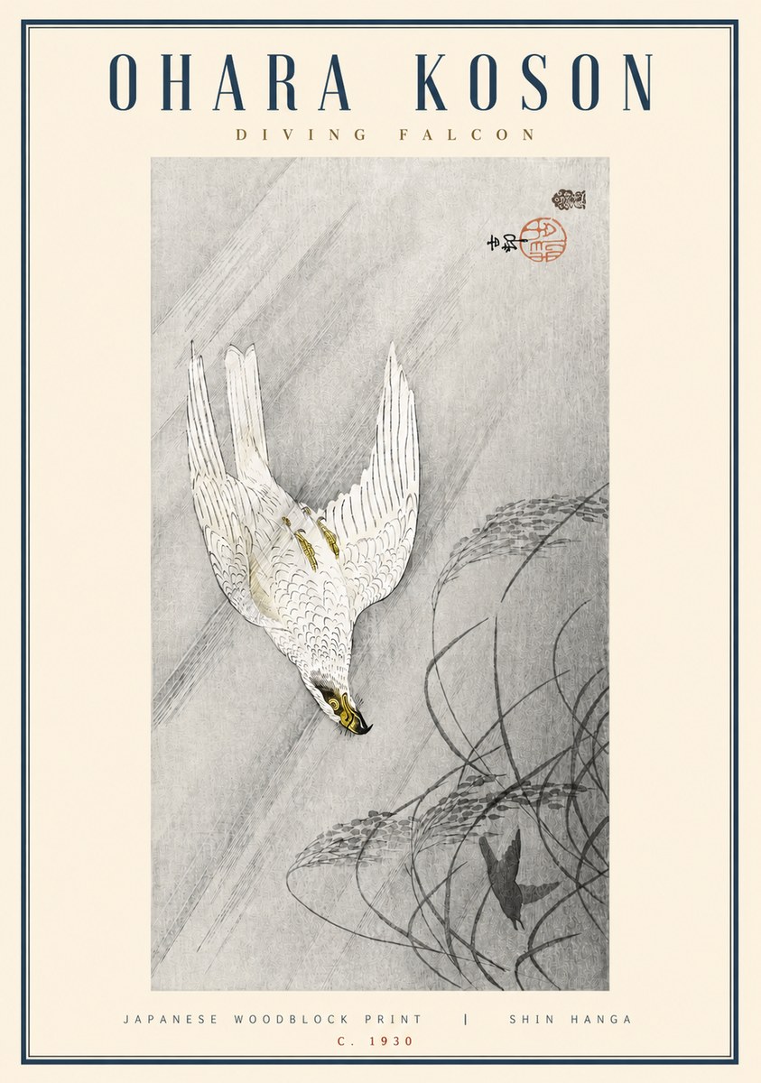 Ohara Koson Diving Falcon No3 - Poszter