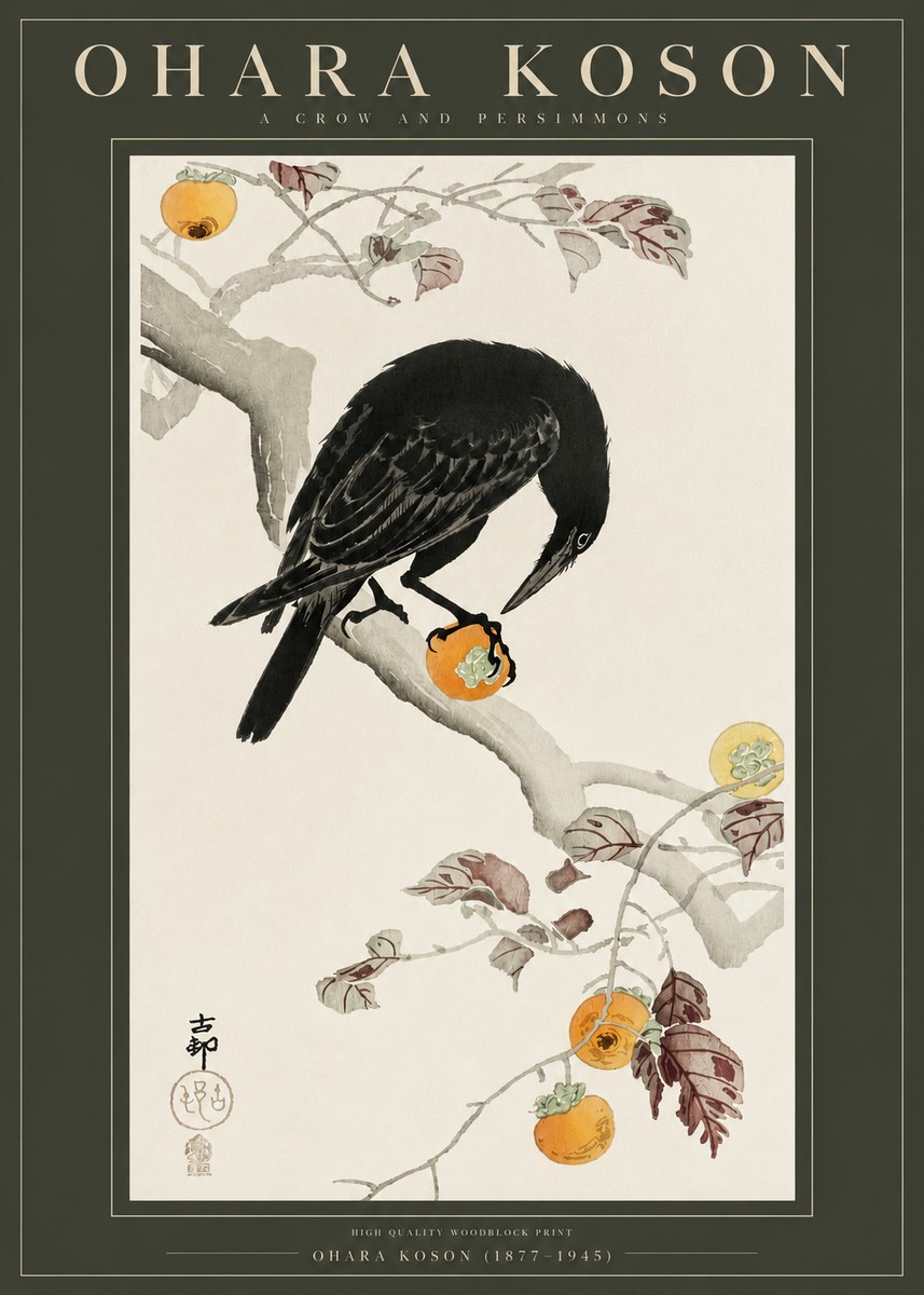 Ohara Koson A Crow and Persimmons No2 - Poszter