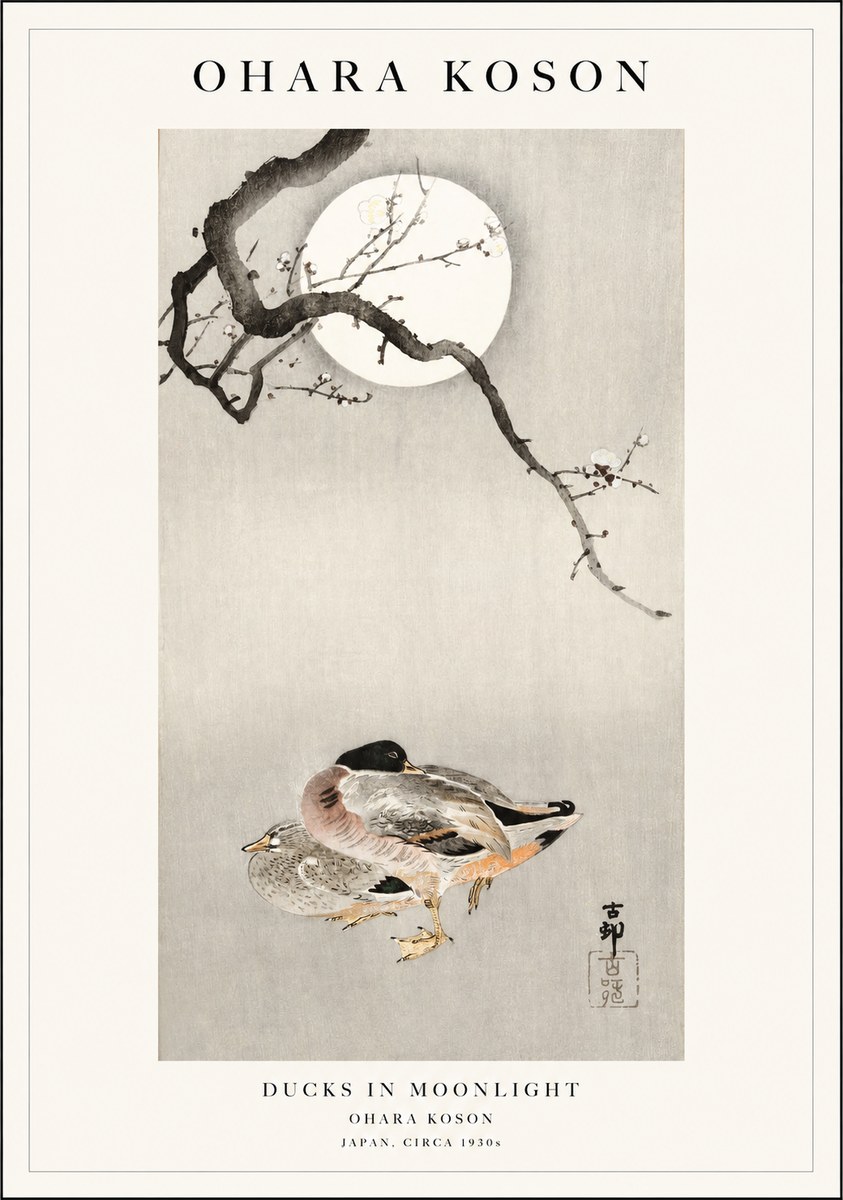 Ohara Koson Ducks in Moonlight No1 - Poszter
