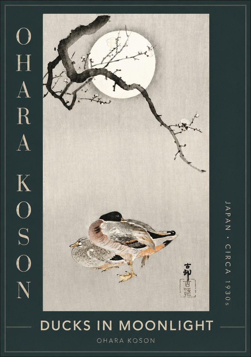 Ohara Koson Ducks in Moonlight No2 - Poszter