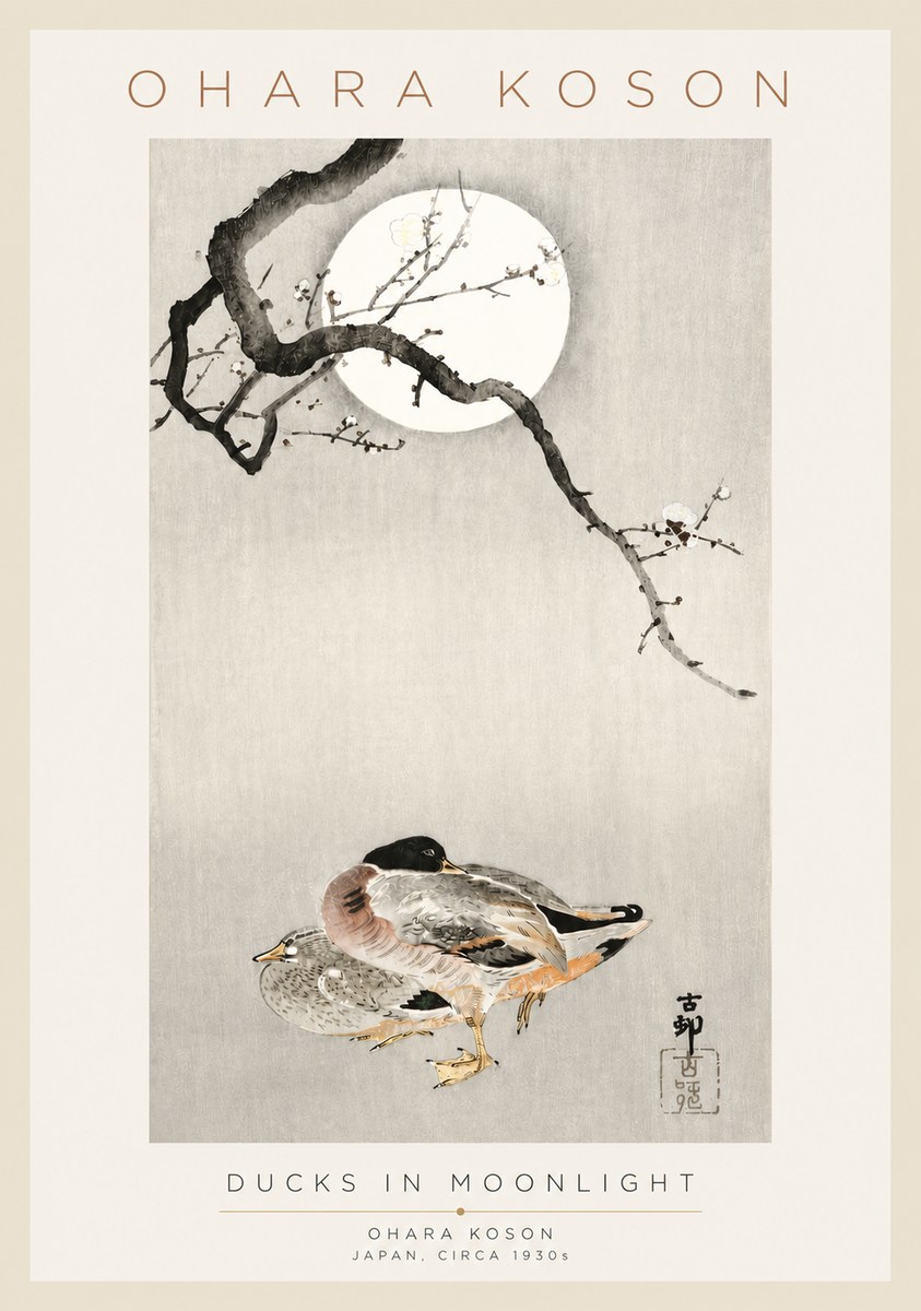 Ohara Koson Ducks in Moonlight No3 - Poszter
