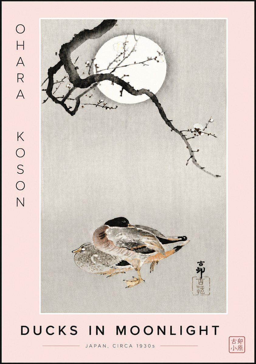 Ohara Koson Ducks in Moonlight No6 - Poszter