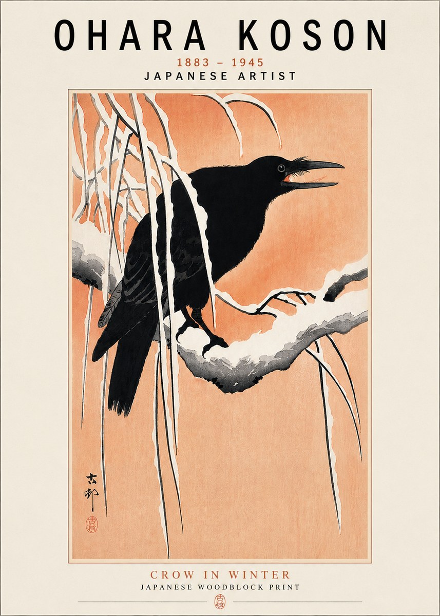 Ohara Koson Crow in Winter II No3 - Poszter