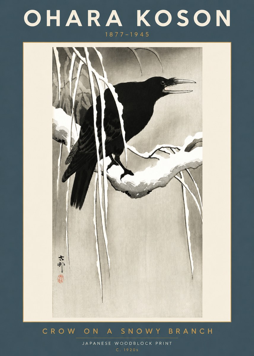 Ohara Koson Crow on a Snowy Branch III No2 - Poszter